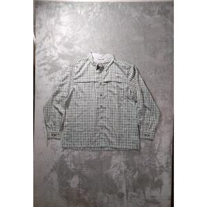 Habit Button Shirt Mens XL SPF 40+ Gray Green Plaid Long Sleeve Fishing Outdoor